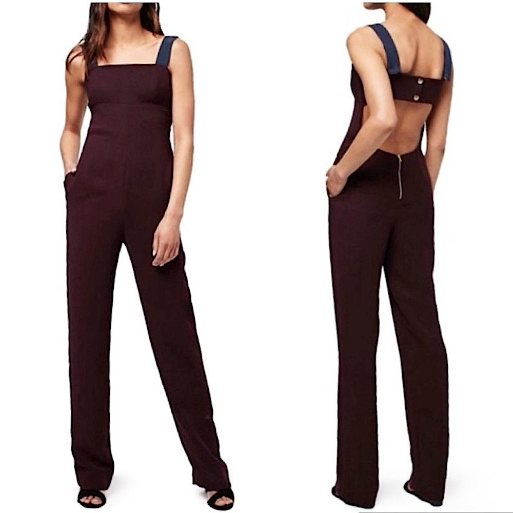 Topshop Retro Burgundy Jumpsuit Size 8 NWT